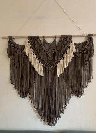Широкое большое макраме панно декор на стену