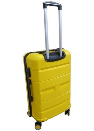 Середня валіза з поліпропілену на колесах 60l my polo, туреччина жовта4 фото