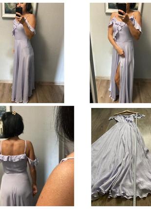 Marsee's 34/s на 165-175 рост идеальная сиреневая нежная лавандовая вечерняя романтичная макси платье с рюшем пышный низ на запах