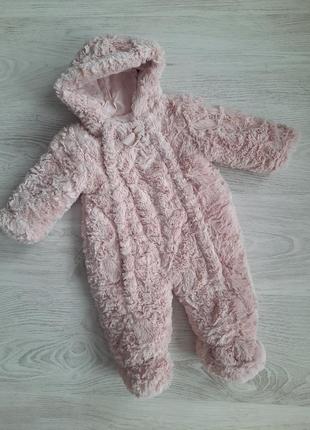 Теплий плюшевий комбінезон-конверт на виписку 56-62 см 0-3 міс. f&f