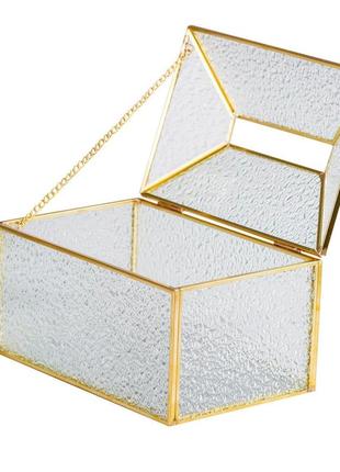 Салфетница золотая кристаллы стекло и метал 19×8×12 см4 фото