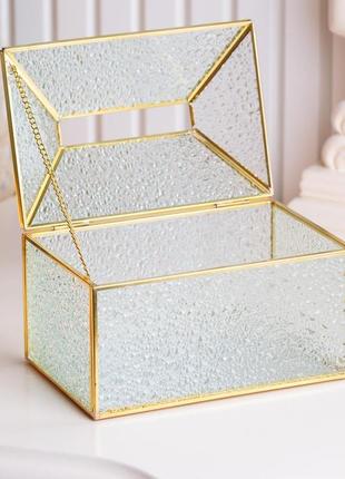 Салфетница золотая кристаллы стекло и метал 19×8×12 см2 фото