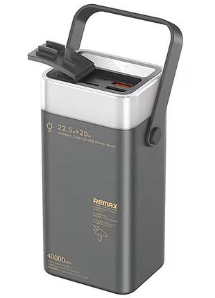Power bank remax rpp-596 40000 mah pd20w+qc3.0(22.5w) с быстрой зарядкой / фонариком / цветной подсветкой grey