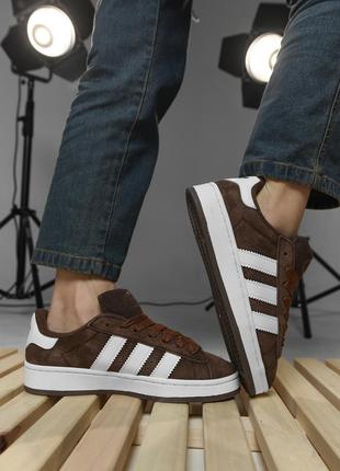 Женские кожаные/замшевые кроссовки adidas campus brown нп4917(k4 4 - 00)