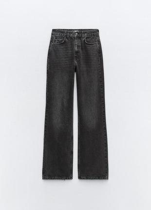 Черные zara длинные прямые джинсы с завышенной талией z1975 6147/059 зара