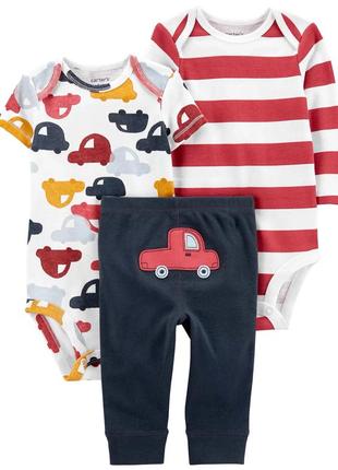 Бавовняний комплект-трійка для хлопчика carter’s картерс: два боді та штани