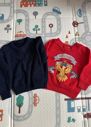 Свитер вязаный. кофта на флисе. р. 2 года