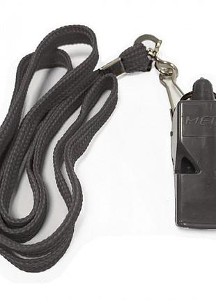 Свисток арбітра пластиковий зі шнурком meta whistle plastic classic with lanyard чорний уні ofsm