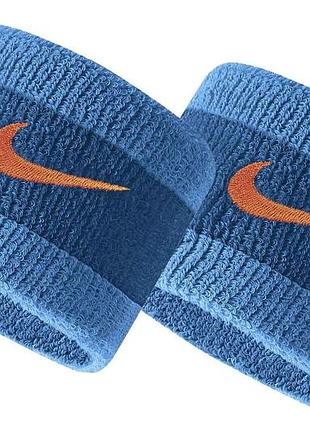 Напульсник nike swoosh wristbands 2 pk marina/laser blue/rush темно-синій, синій уні osfm