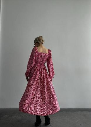 Розкішна жіноча легка довга сукня міді в квітковий принт3 фото