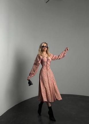 Розкішна жіноча легка довга сукня міді в квітковий принт8 фото