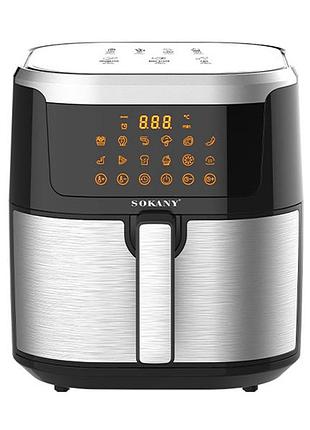 Аэрогриль-фритюрница sokany sk-10037 на 8.8 л с таймером и терморегулятором 1200 вт, черный