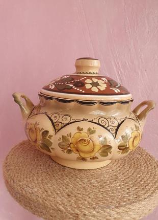 Глечик макітра з розписом, дефект