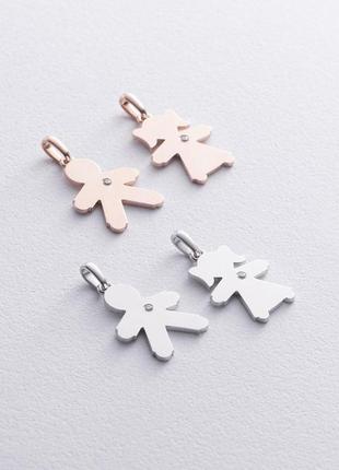 Золотой кулон "мальчик" с бриллиантом 138011321