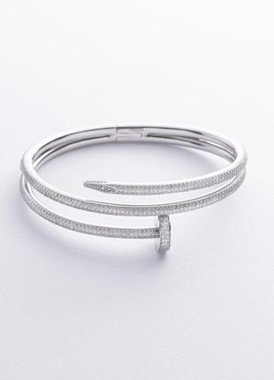 Жесткий золотой браслет "гвоздь" с бриллиантами 
бб0052м