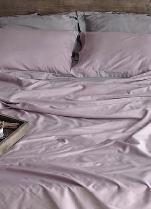 Комплект постільної білизни двоспальний grey rose з натурального сатину 180х210 см