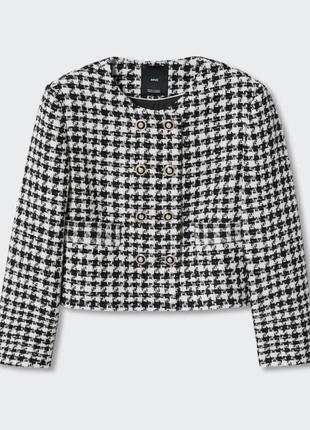 Mango mng новый укороченный твидовый пиджак с драгоценными пуговицами m-s