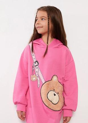 Теплое флисовое платье худи