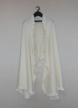 Owersize, onesize! накидка, кардиган, шаль, палантин, пончо 100% вовна молочного кольору