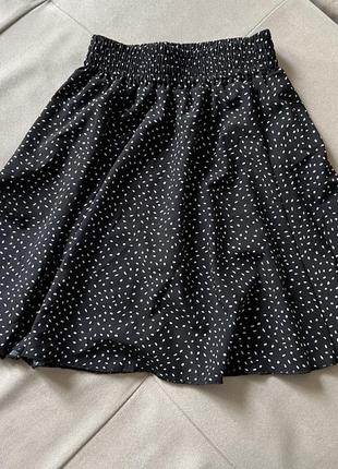 Чорна спідниця  в білий горошок xs-s