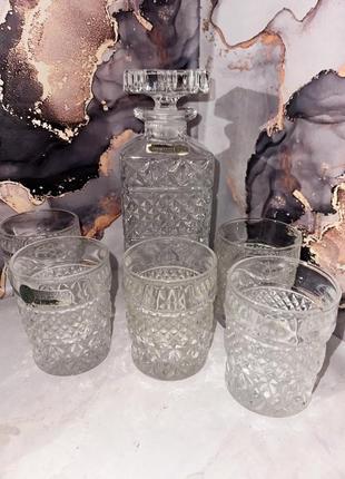 Кришталевий графин із келихами під віскі bohemia