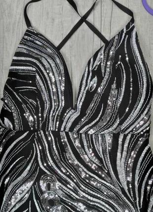 Жіночий літній сарафан міні в паєтках з відкритою спиною чорний розмір s (44)3 фото