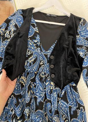 Платье zara, короткое платье, женское платье, платье шифоновое3 фото