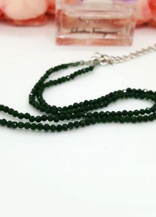 💚💫 колье-чокер натуральный камень авантюрин зеленый граненый 2,5 мм