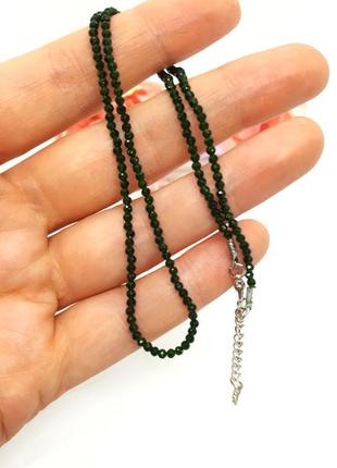 💚💫 колье-чокер натуральный камень авантюрин зеленый граненый 2,5 мм