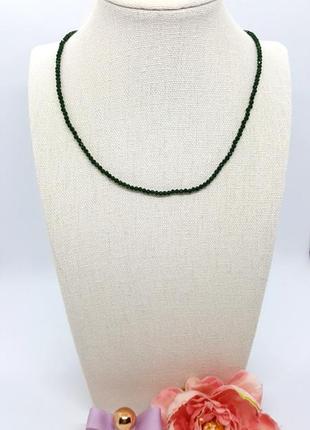 💚💫 колье-чокер натуральный камень авантюрин зеленый граненый 2,5 мм