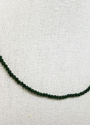 💚💫 колье-чокер натуральный камень авантюрин зеленый граненый 2,5 мм