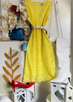 Желтое кружевное платье р 365 фото