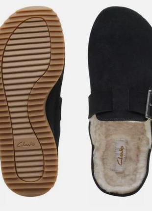 Замшевые мюли шлепанцы клоги сабо на меху от clarks