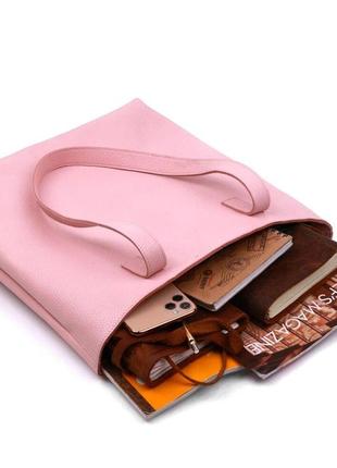 Розовая кожаная большая сумка шоппер длинные ручки 7163565 фото