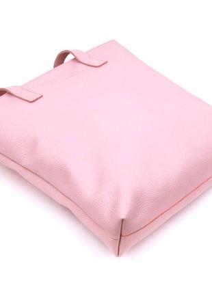 Розовая кожаная большая сумка шоппер длинные ручки 7163564 фото