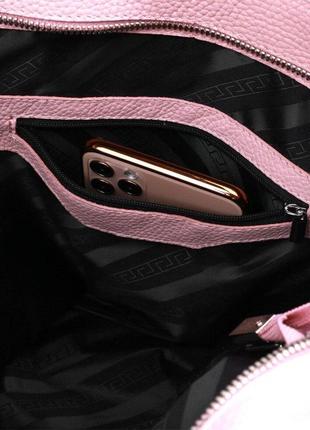 Розовая кожаная большая сумка шоппер длинные ручки 7163567 фото