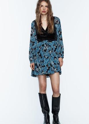Платье zara, короткое платье, женское платье, платье шифоновое5 фото