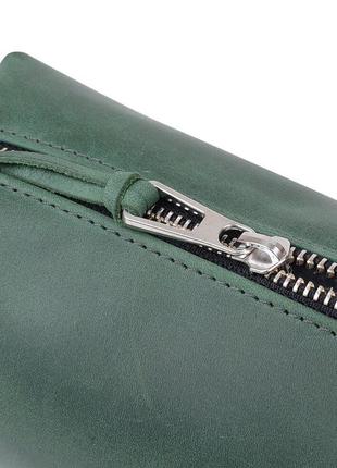 Кожаная косметичка мужская женская винтажная зеленая 711572
