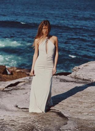 Длинное женское драпированное платье zara new