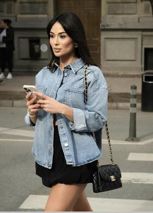 Джинсова сорочка рубашка zara xs 34 оверсайз