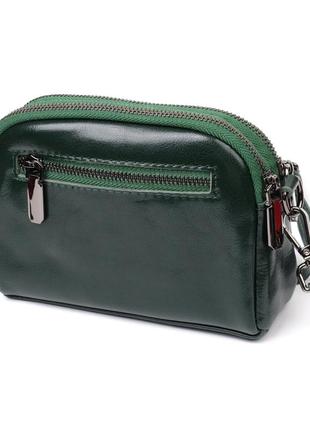 Сумочка через плечо зеленая кожаная стильная сумка кросбоди 7224202 фото