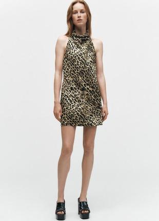 Короткое платье женское с лезвием принтом zara new