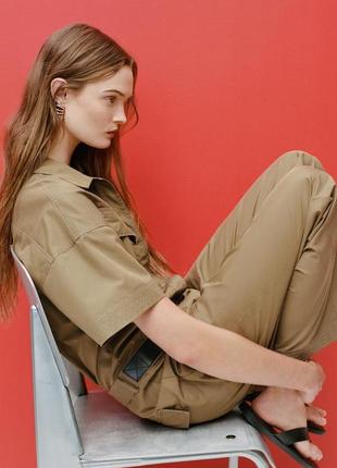 Комбинезон с воротником зеленый в стиле рубашки zara new3 фото