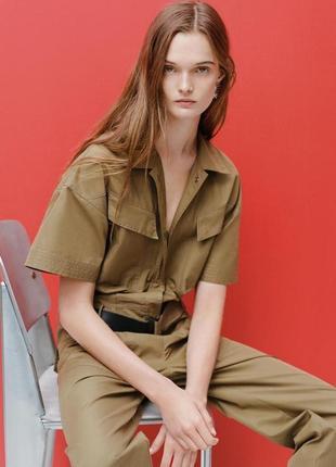 Комбинезон с воротником зеленый в стиле рубашки zara new2 фото