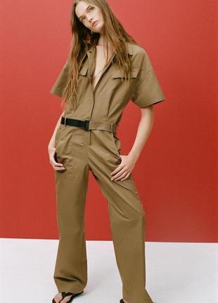 Комбінезон з коміром зелений в стилі сорочки zara new