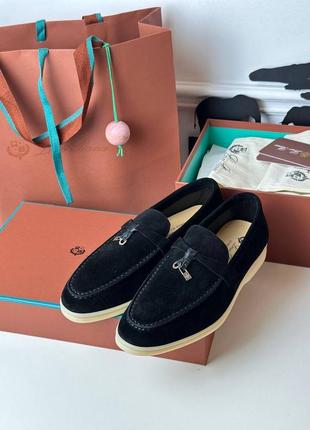 Черные лоферы замш loro piana