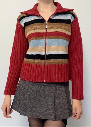 Теплая разноцветная зип кофта в полоску oviesse