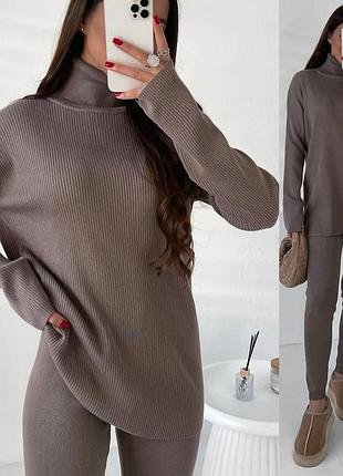 Крутий комплект рубчик на флісі (светр+лосіни)