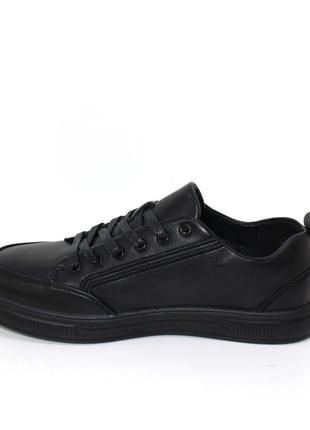 Чоловічі чорні спортивні туфлі на шнурках із плоскою підошвою чорний4 фото