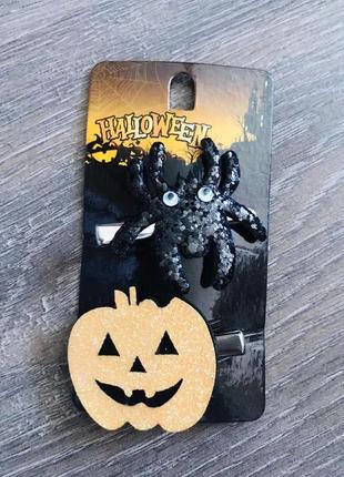 Заколки halloween. кавун тиква павук заколочки для волосся аксесуари декор карнавальний костюм хеллоуін хелоуін хеллоуїн хелловін хеловін резинки